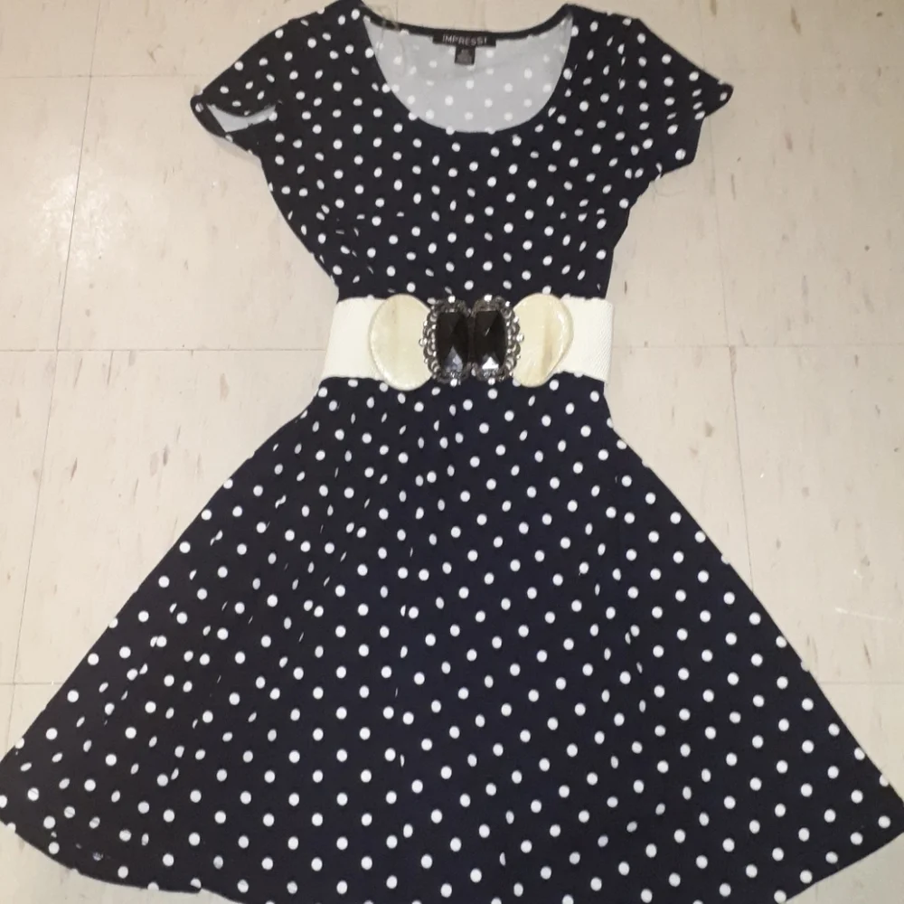 Retro Polkadot Vintage Style Dress - Picture 2 of 4